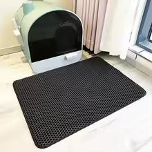 Alfombrilla para Arena de Gatos 58 x 42 cm, Doble Capa, Impermeable, Negra